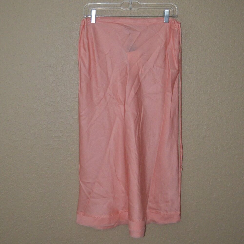 NWT $288 Sz L Brazeau Tricot Peach Pink Garbo Midi Drawstring Skirt